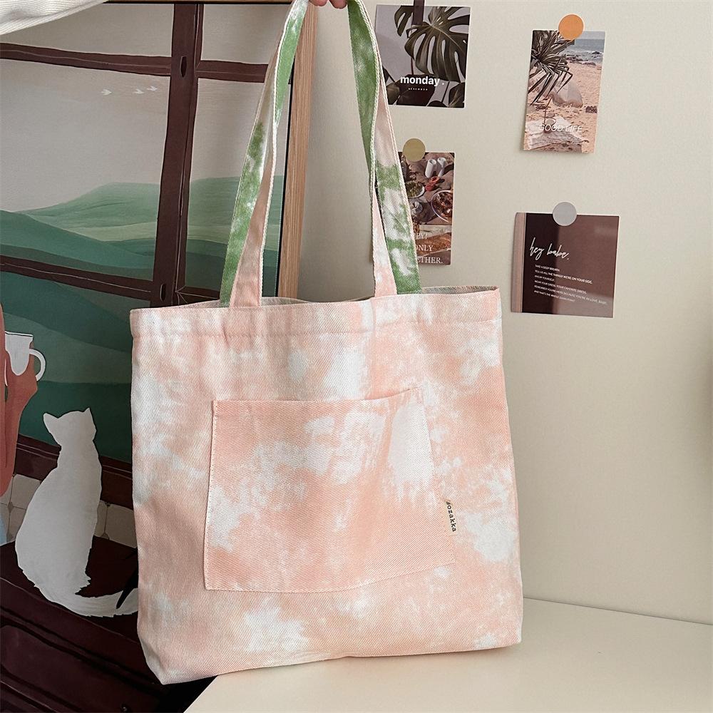 

Новая ретро-сумка из ткани с эффектом тай-дай с эффектом брызг чернил, сумка для отдыха через плечо, сумка-мессенджер розовый