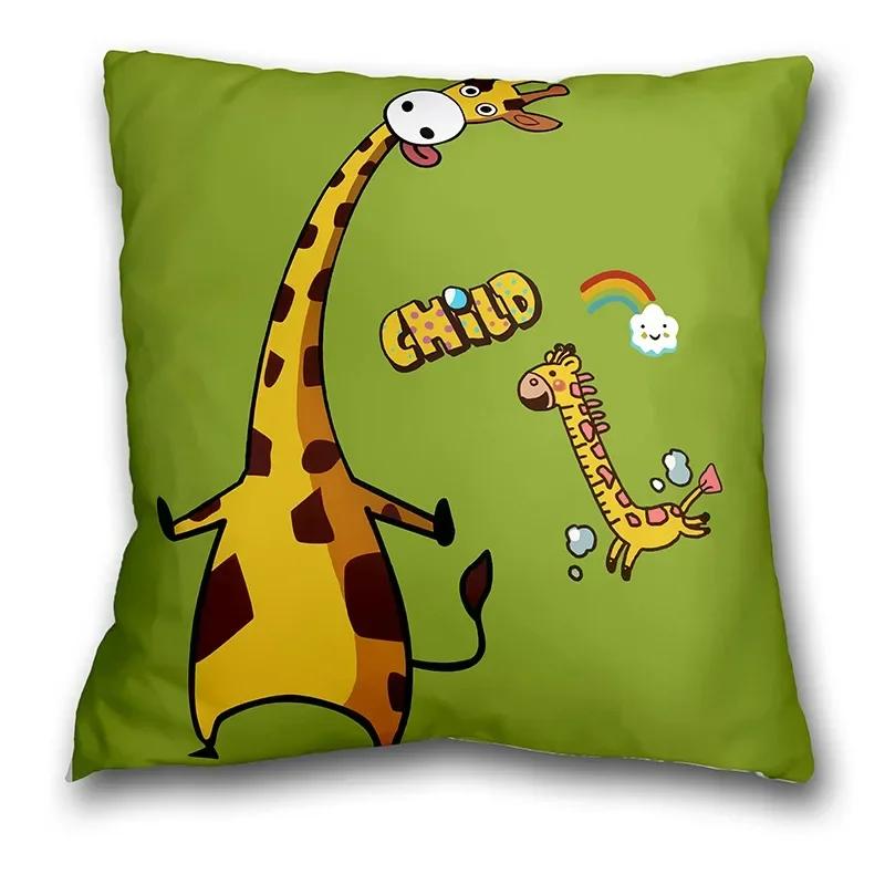 Anime Cat and Dog Pillow Pillowcase Home Sofa Car Waist Cushion Cover Nordic Cartoon Animal Whale Zebra