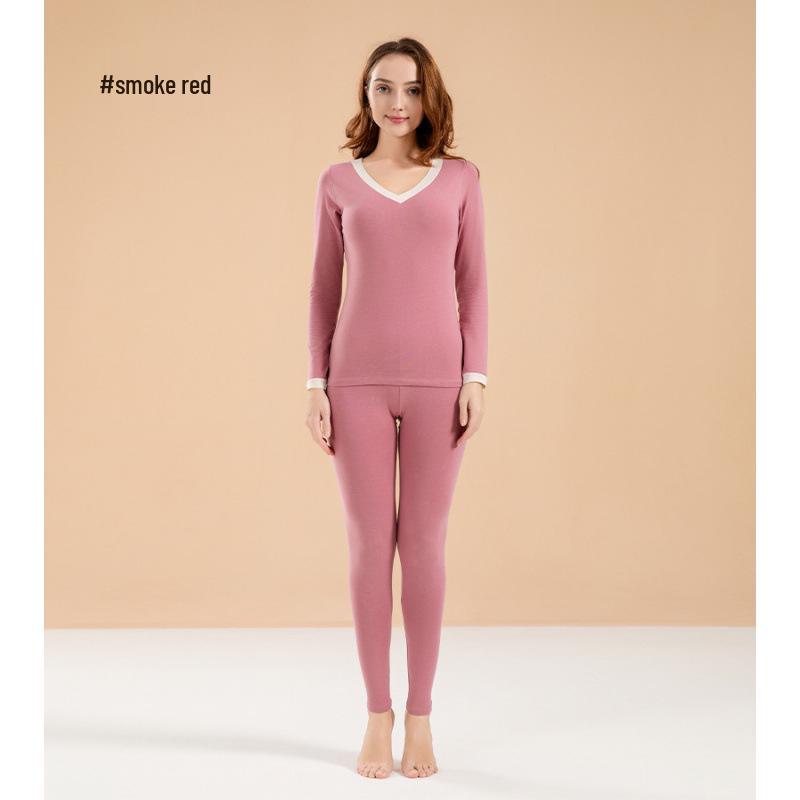 

Женский комплект базового слоя с V-образным вырезом из чистого хлопка для тепла - Осень/Зима L (100-120 lbs)