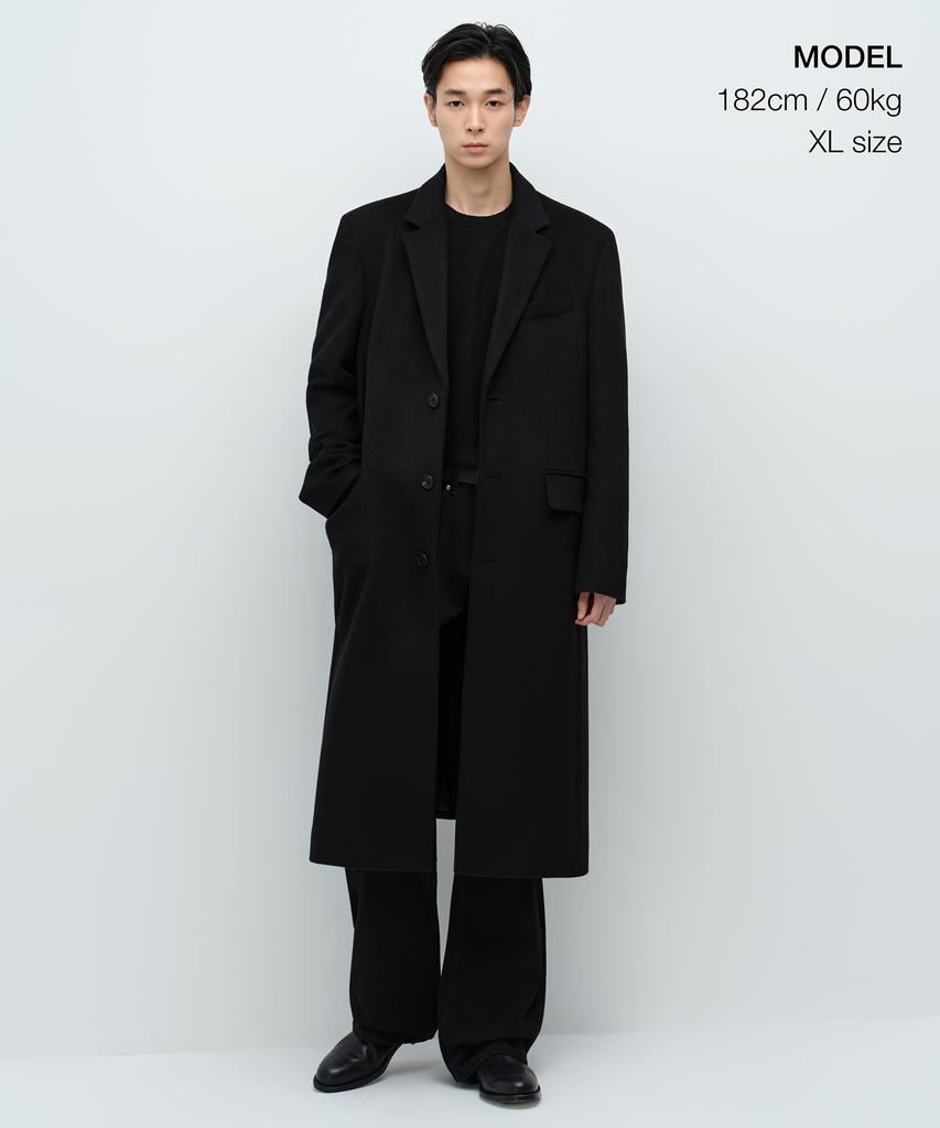 Musinsa Standard Cashmere Blend Masculine Chesterfield Long Coat [Black]