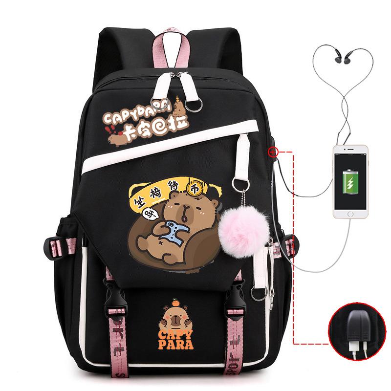 Kapibara fun peripheral printing new schoolbag cute cartoon primary and secondary school students spine backpack