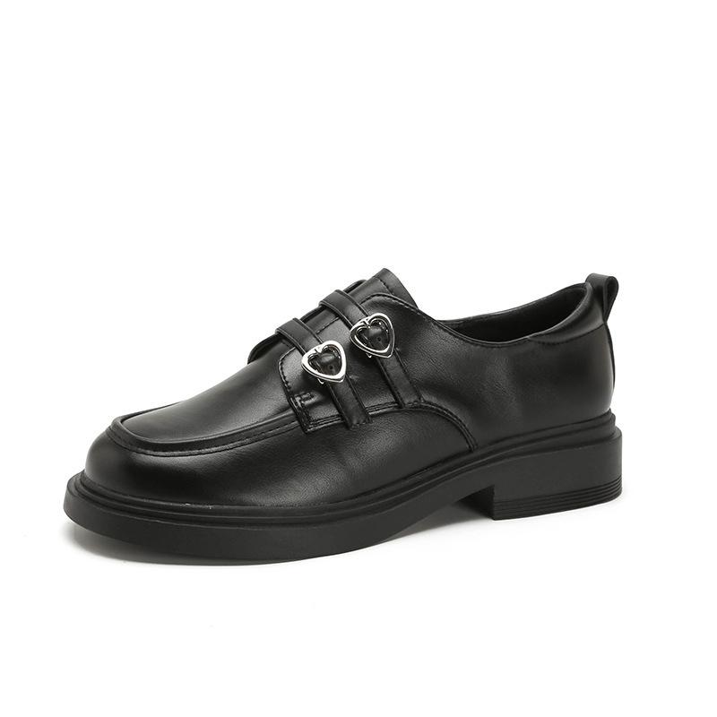 

Yuexinwang leather flat for Huizhou women s shoes Su Yinyin same loafers round head versatile British style small leather shoes women 40 чорний