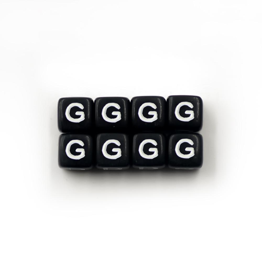 Akrylové černé korálky 6x6mm s bílými písmeny – Dětské ručně vyráběné doplňky pro anglické dopisní šperky