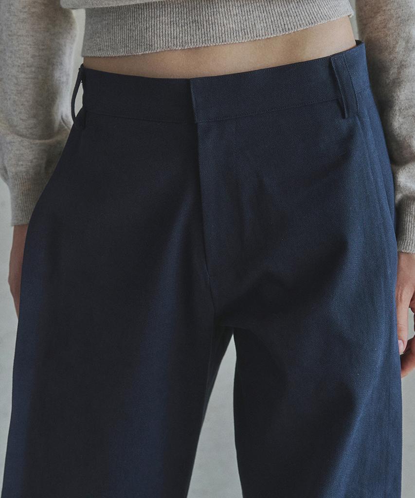 IHR Side Tuck Cotton Pants / Navy