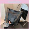 Large Capacity Women's Bag 2024 Spring And Summer New Retro Wide Strap Single Shoulder Slant Crossbody Bag Stylish Texture Commuter Bucket Bag Black