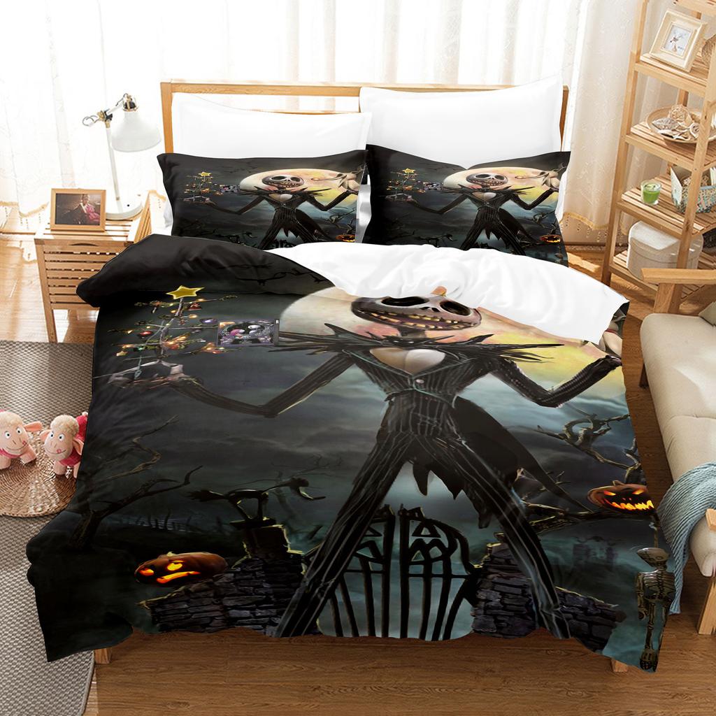 Animation Cartoon Digital Printing Bedding Christmas Eve Fright Polyester Cotton Microfiber Duvet Set Three-Piece Set