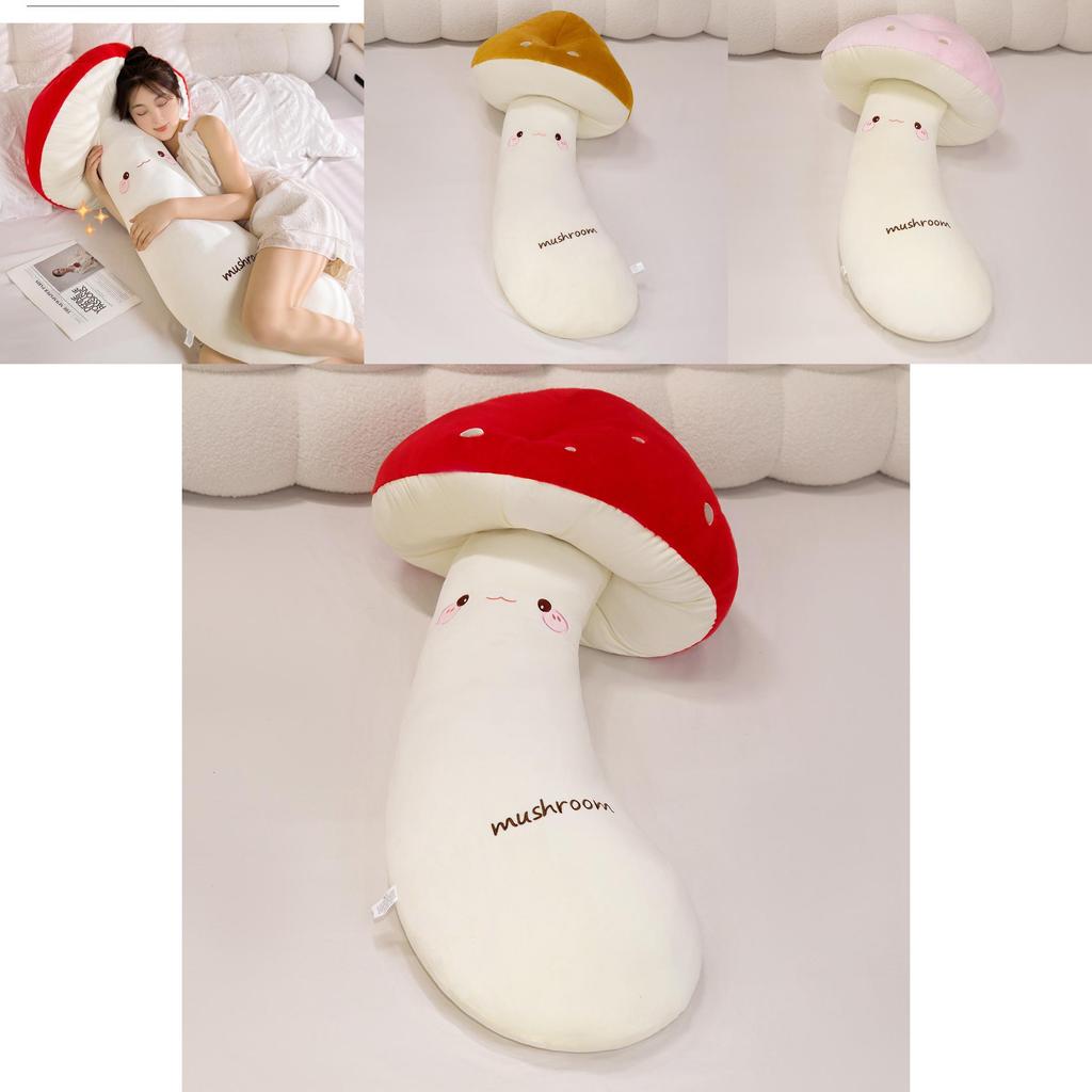 Cozy Mushroom Cartoon Pillow With Embroidered Flower Pattern For Sleep And Lounge Comfort