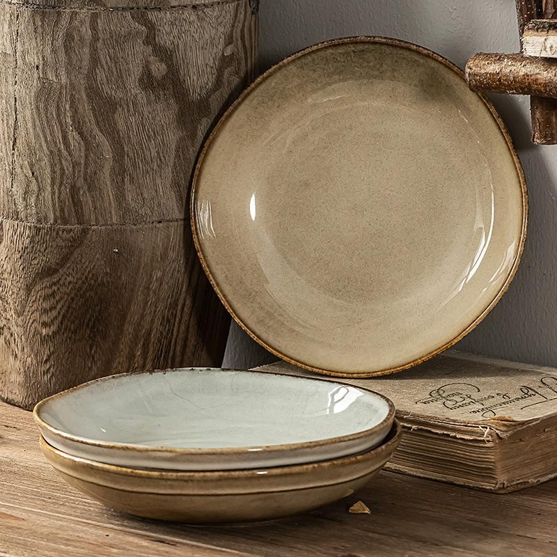 Runde Retro-Salat-Nudelschüssel im japanischen Stil, Keramik-Gemüseschüssel, Instant-Nudelschüssel, Hochwertige Suppenschüssel, Geschirrset