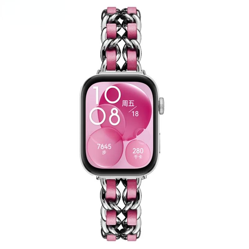 

Кожаный + металлический ремешок для часов Huawei Fit 3, сменный ремешок для умных часов, браслет, браслет, аксессуары для Huawei Fit2 For huawei fit 3