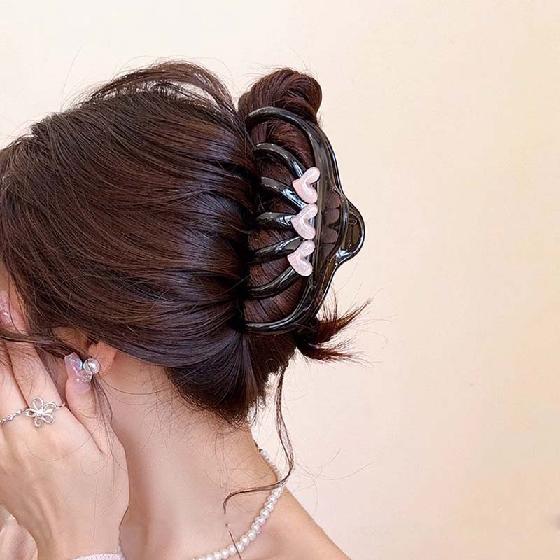 New Vintage  Acrylic Love Heart Hair Claw For Women Fashion Large Shark Clip Barrette Crab Headwear Hair Accessories