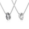 Men and Women Titanium Steel Zircon Necklace Personality Interlocking Double Ring Simple Hip Hop Sweater Chain Couple Jewelry