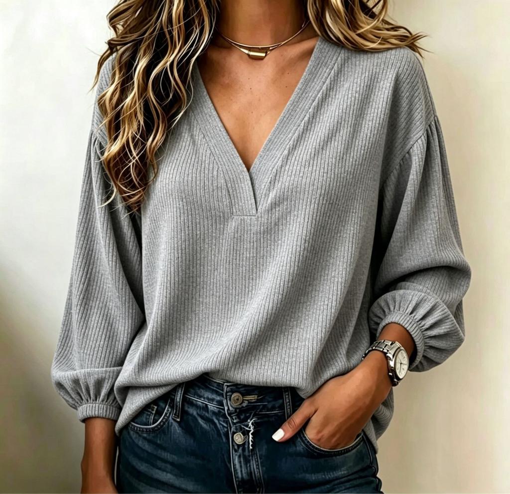Women's Casual V-Neck Color Top