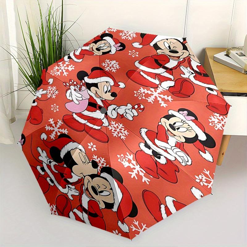 Mickey Mouse, Minnie Mouse Automatic Opening and Closing Umbrella - 8 Ribs Portable Folding Umbrella with Plastic Handle, Suitable for Leisu