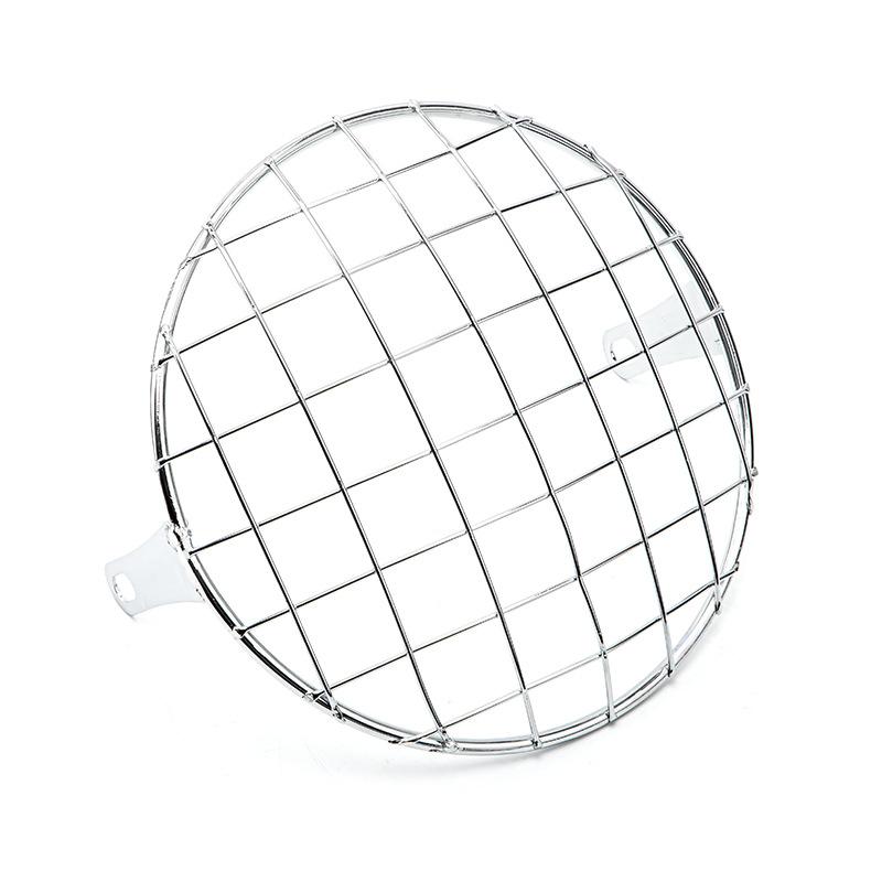 For Universal Harley Triumph Honda HeadLamp Mesh Grille Lampshade Metal Retro Motorcycle Headlight Protector Cover Fit