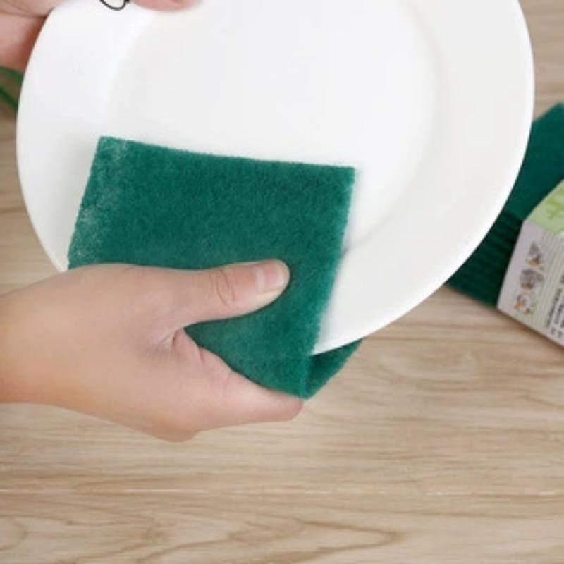 10Pcs Non-Sand Dishwashing Cloth Set Hard Scouring Pads & Non-Stick Oil Sponge for Kitchen Pot Cleaning.