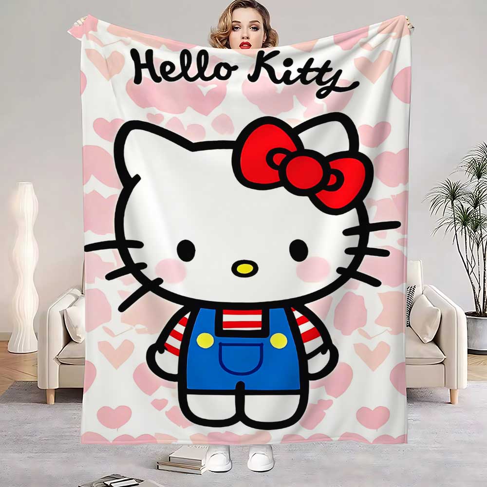 

Sanrios Kittys Decorative Sofa Blanket for Living Room Bedspread on the Bed Bedroom Decoration Warm Winter Blankets Home Throw 150x200cm