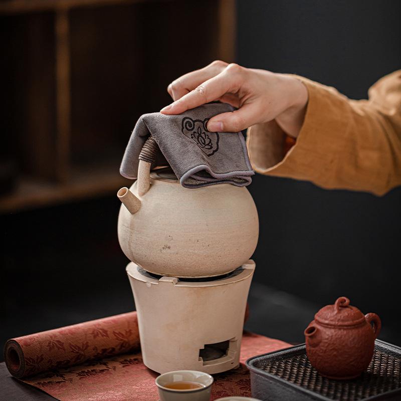 Thickened Absorbent Tea Towel | Soft Plush Imitation Deerskin Kitchen Cloth, Table Mat & Coaster Set - Tea Accessories for Home