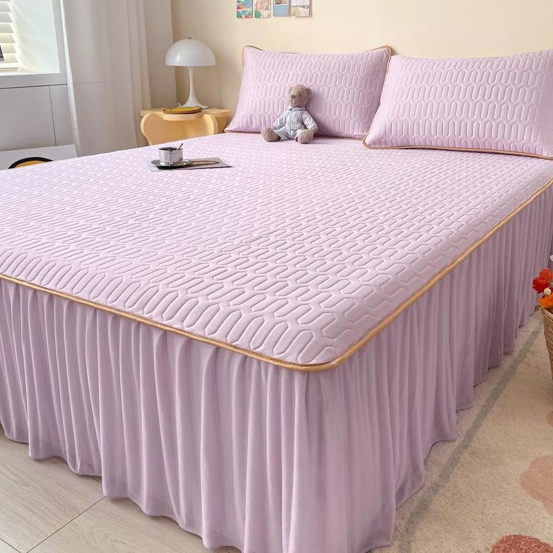 New Latex Bed Skirt Summer Three-Piece Summer Three-Piece Set Mattress Cover Ice Silk Soft Mat