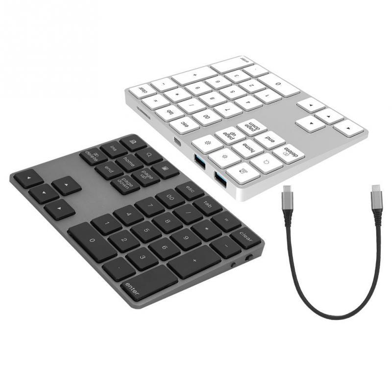 Android Wireless Number Pad BT Numeric Keypad with 34-Key Aluminum Alloy and ABS Material Keyboard HUB Type-C USB 3.0 Support for Windows Silver OS Android Wireless Number Pad BT Numeric Keypad with 34-Key Aluminum Alloy and ABS Material Keyboard HUB Type-C USB 3.0 Support for Windows Silver OS