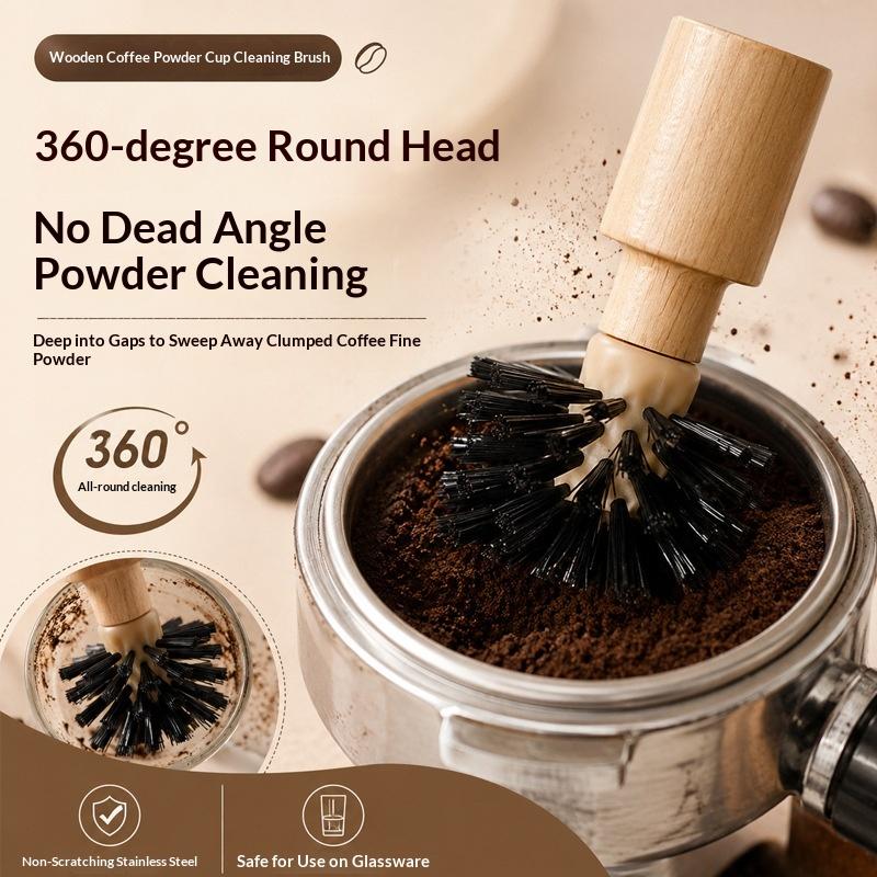 50/55Mm Coffee Portafilter Cleaning Brush Wooden Handle Non Shedding Bristles Fast Cleaning For Home Commercial Use