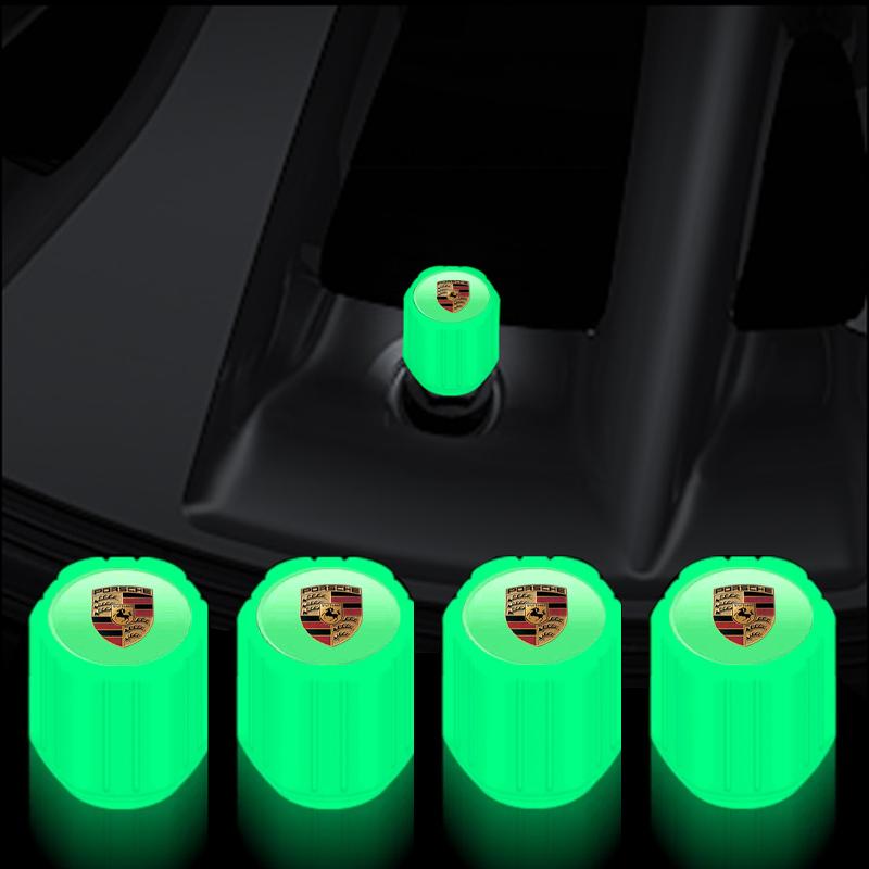 Luminous Car Tire Valve Caps Fluorescent Motorcycle Wheel Tyre For Porsche Boxster Cayenne Panamera Macan Cayman 911 918 996 917 991