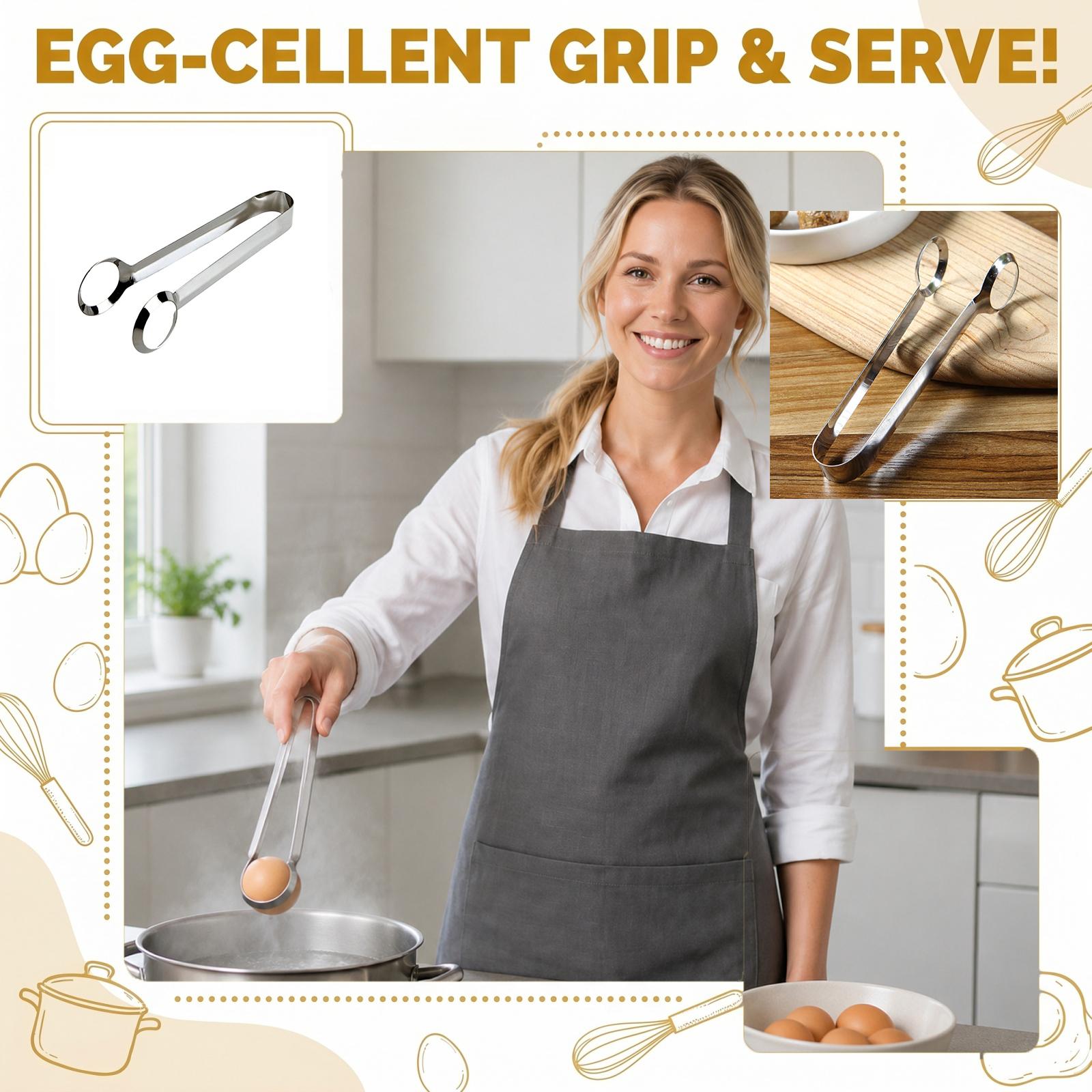 

Stainless Steel Egg Tongs Kitchen Tool for Safe Handling of Boiled Eggs Durable Lightweight Kitchen Utensil for Home Use One Size срібний