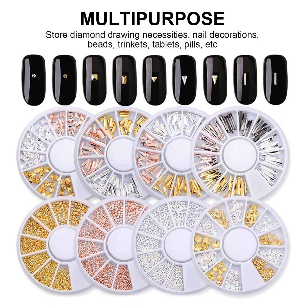10pcs Plastic Nail Charms Organizer Box 12 Grids Clear Jewelry Container Earrings