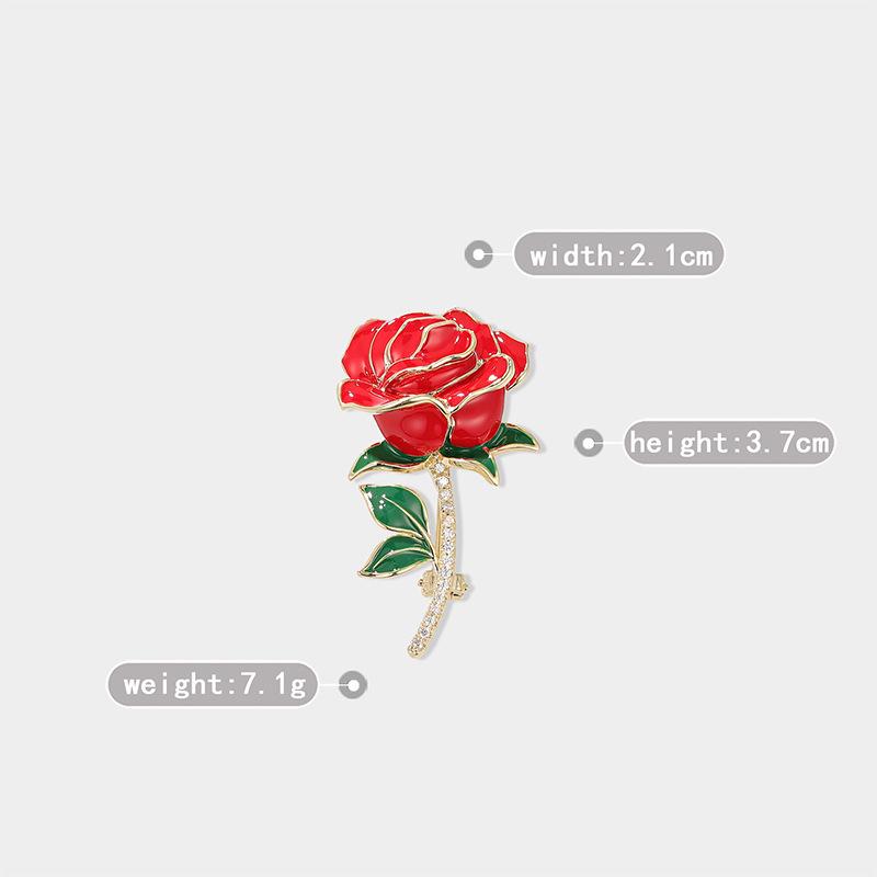 Bo Xin Yun Valentine's Day Rose Brooch: High-end Enamel Zirconia Floral Pin Corsage