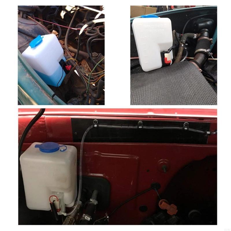 Universal Car Windshield Washer Bottle Tank Kit 12V 1.5L Windshield Tank with Jets Wiring Water Pump Hose Car Accessory