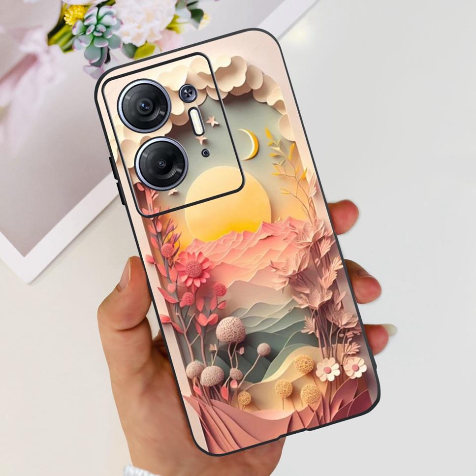 For Infinix Hot 30 5G 6.78" Case Flower TPU Soft Silicon Black Cover For Infinix HOT 30 Hot30 X6832 Astronaut Phone Cases Fundas