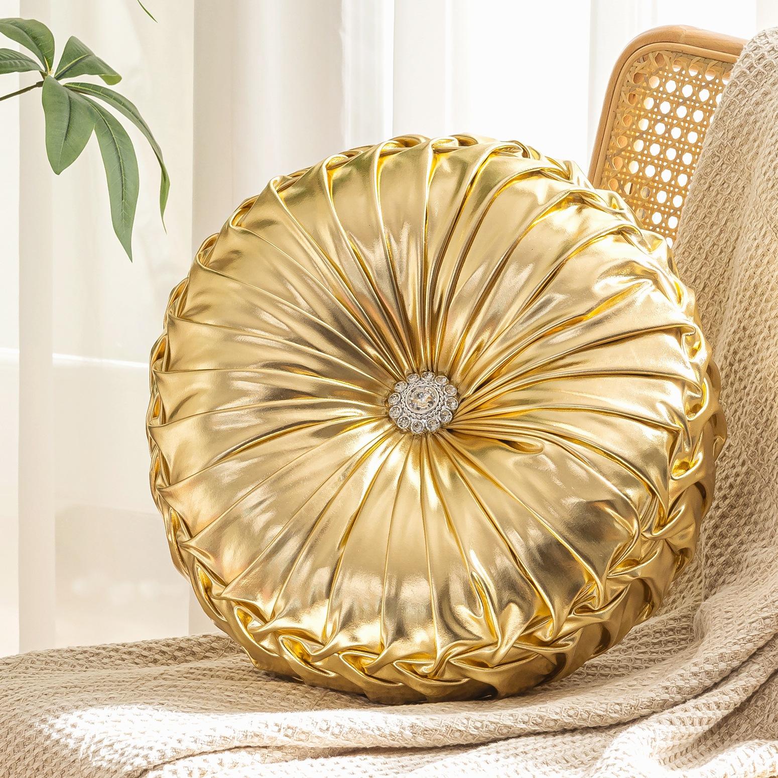 New Circular Nordic Ins Style Solid Color Sequins Wheel Pillow Sofa Cushion Bedside Window Futon Cushion Pumpkin Pillow 35cm 1pcs золотой 5590₽