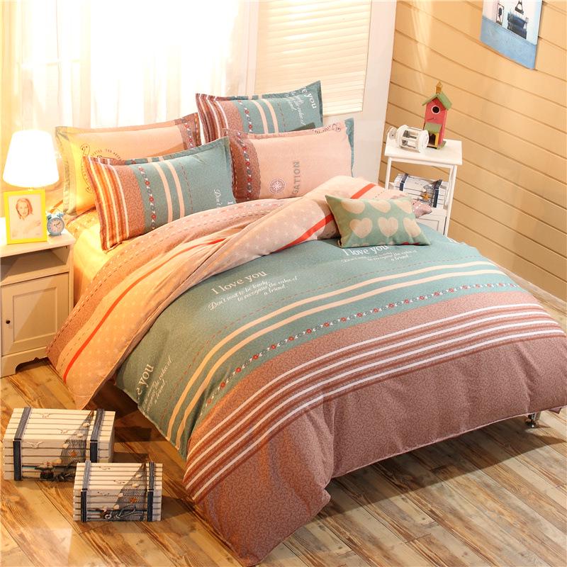 Cotton Bedding Set Sheet Geometric Flat Sheet Pillow Cover Bedding Set Home Decor