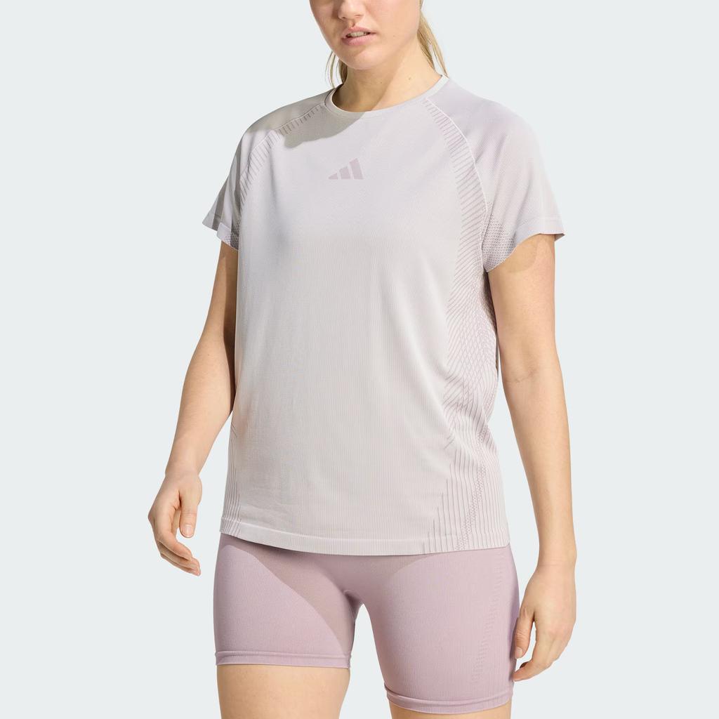 Adidas Seamless Knitted Sports Round Neck Raglan Short Sleeve Quick Dry T-Shirt Women Tops KE6866