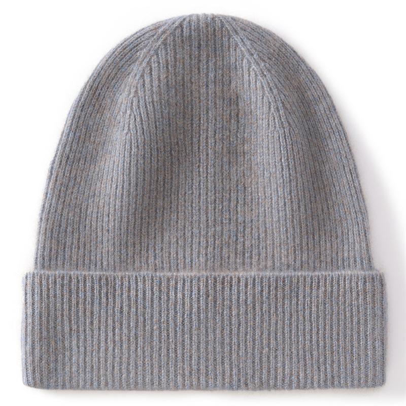 % Pure cashmere hat women's new skin feeling thickened new autumn and winter hat men's and women's warm knitted hat cold hat