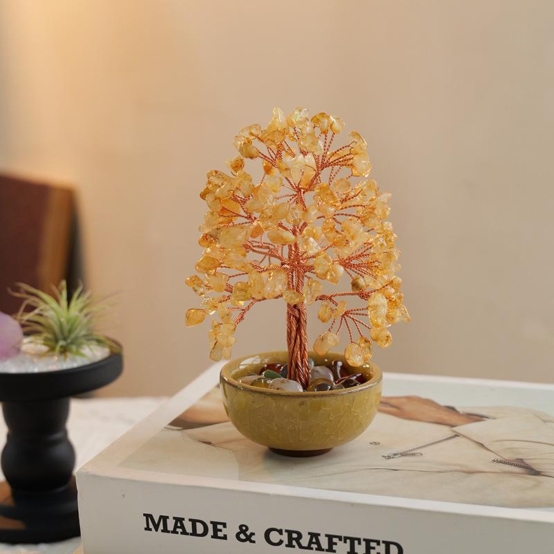 Natural Crystal Money Tree of Life Home Office Decoration Ornament