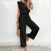 Women's Summer 2 Piece Outfit Hollow Lace Trim Sleeveless Tank Top And Wide Leg Pants Set Beach Travel Tracksuit Casual Lounge Set