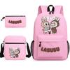 New Labubu Peripheral Printing Student Trend Schoolbag Backpack Shoulder Pencil Case 3-piece Set