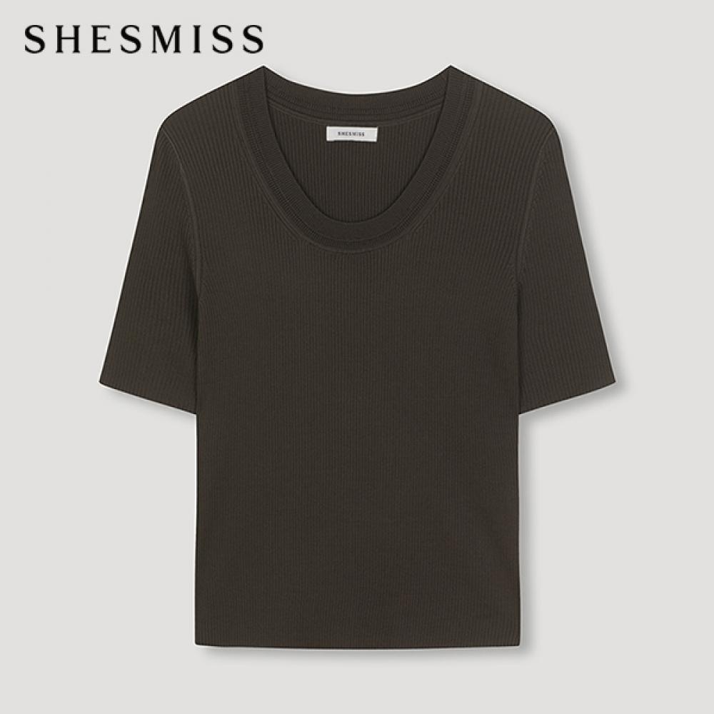 

She S miSS U-образный вырез, ребристый трикотажный топ SSkpon22100 Dw dark brown/55