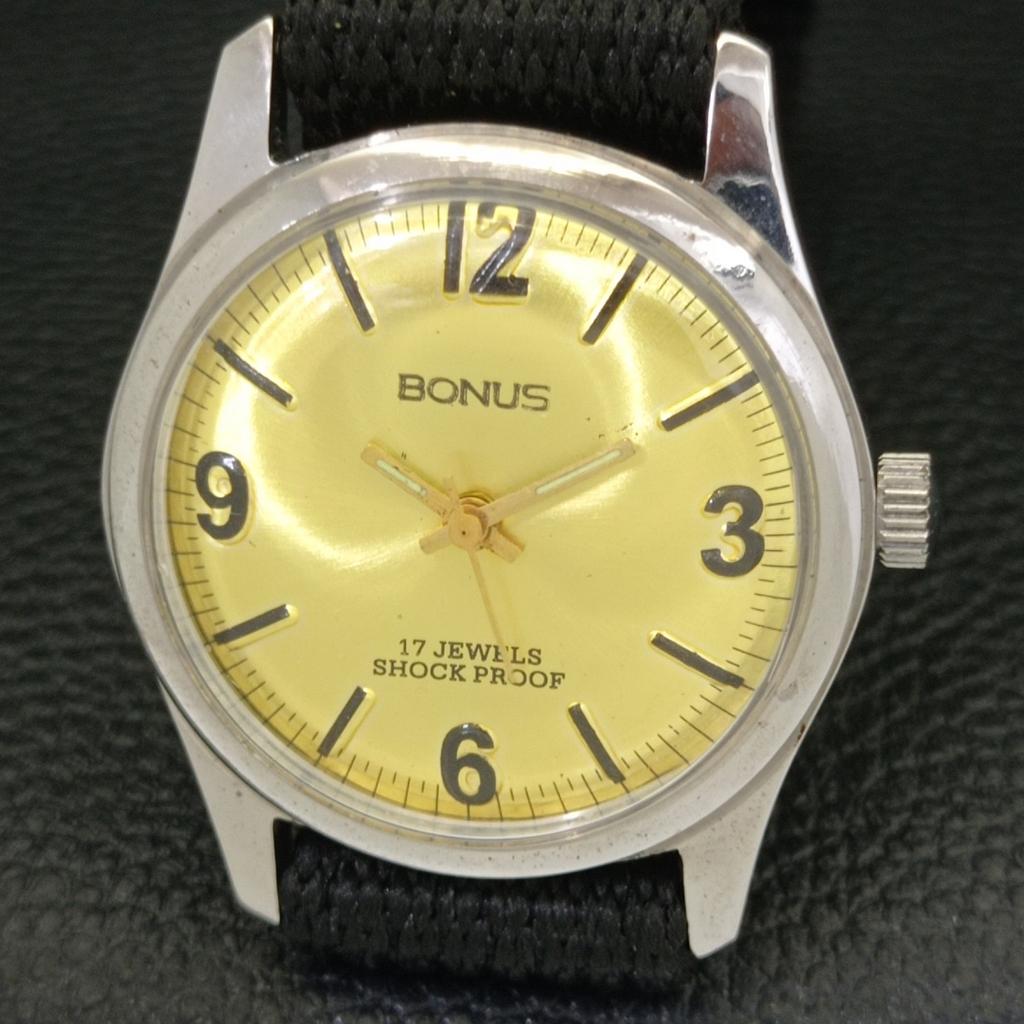 REFURBISHED BONUS HAND-WINDING SWISS MENS GOLDEN COLOR DIAL WATCH a432703-2 R113-a432703