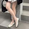 Splicing square head, thin, shallow mouth, flat-soled single shoes for women's 2025 spring new one-word belt, comfortable with skirt, grandma shoes
