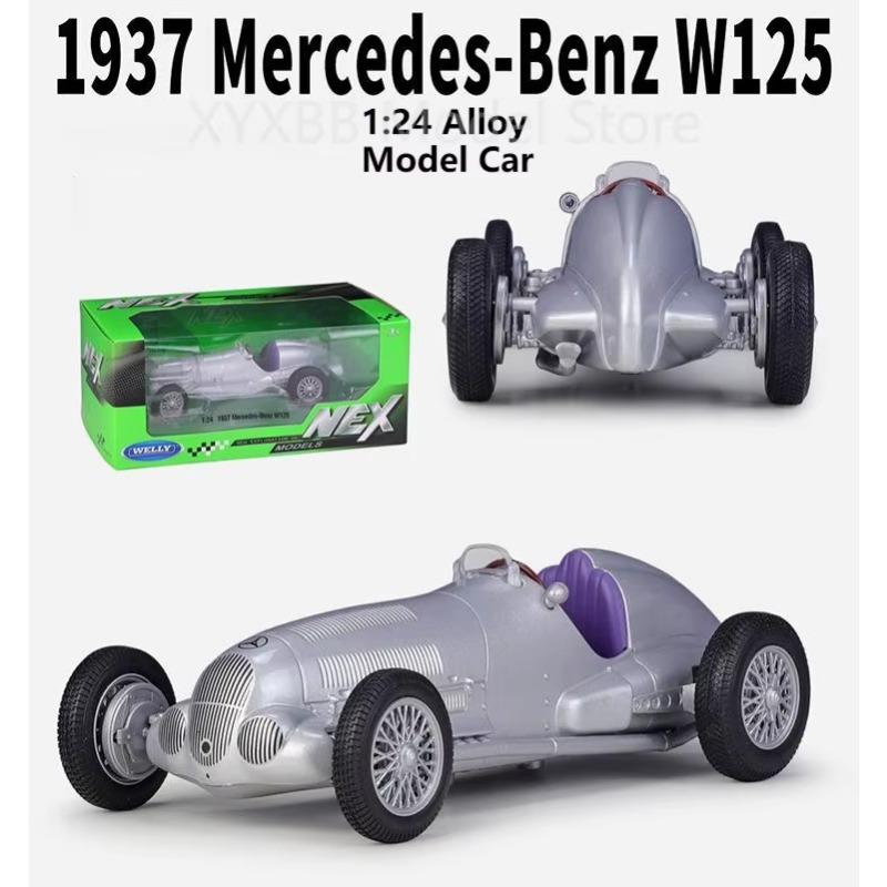 1/24 Mercedes-Benz 1937 W125 High Quality WELLY Diecast Classic Metal Model Car Vintage Car Alloy Toy Car for Kids Collection