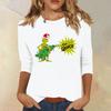 3/4 Sleeve Tops For Women T-Shirt Casual Christmas Print Tops T Shirt Round Neck Pullover Blouse