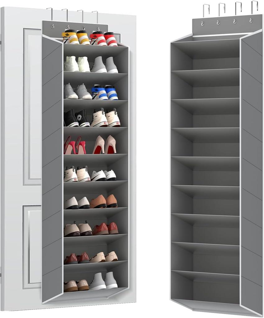 10 Tiers Large Over the Door Shoe Organizer Hanging Shoe Rack with Deep Pockets for Storage Door Storage Solution