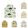 Tablier de cuisine sans manches style lin dessin animé nordique dinosaure