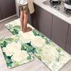 1Pcs Anti Fatigue Kitchen Rugs, White Rose Floral Print Waterproof Non-Slip Thick Cushioned Kitchen Mat Heavy Duty Comfort Standing Mat for Kitchen