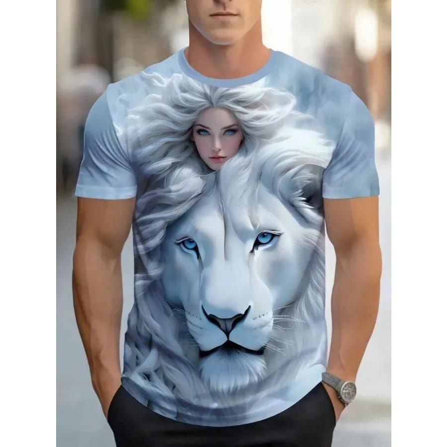 

Men s Animal Pattern 3D Printing Casual Short Sleeved Men s Casual Fashion Clothing Top S