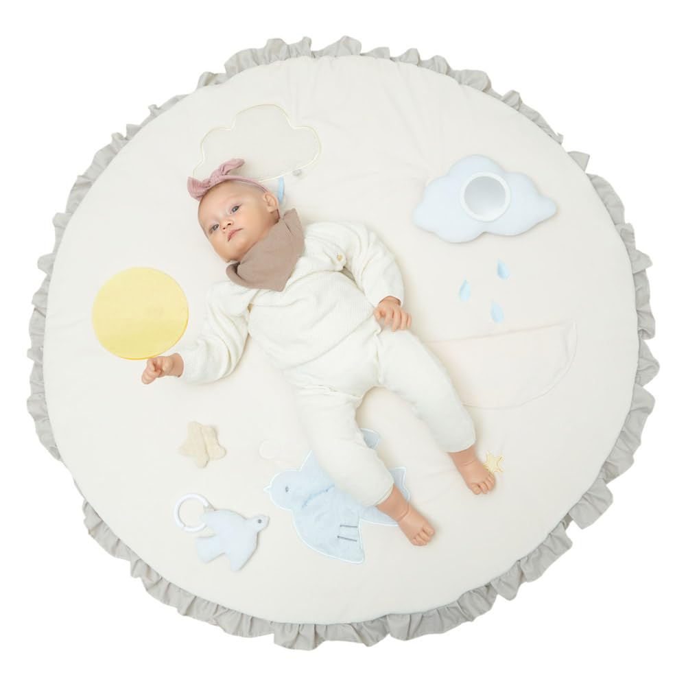 KISSBABY Play Toy Mat - Bird's Journey - Baby Mat [Approx. 100cm Diameter X 2cm Thick] Educational Play Mat, Washable, Reversible