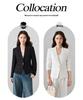Women's White Lace Long Sleeve Blazer - Slim Fit, Short Style, Versatile for Autumn 2025