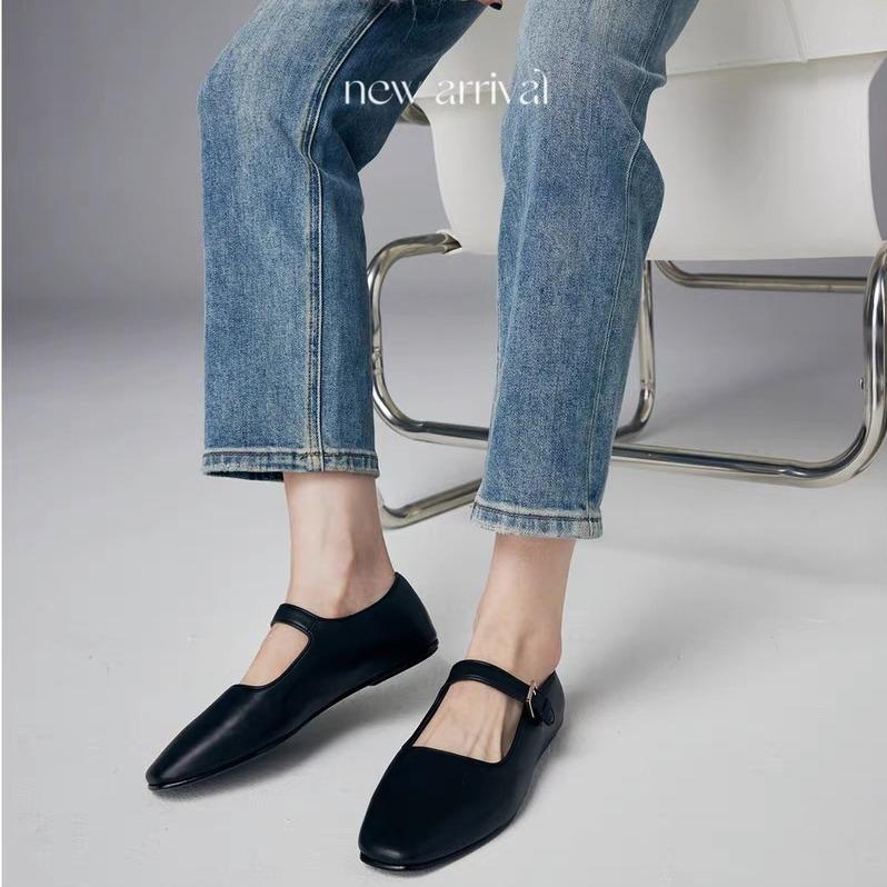 Vollrindleder-Version~ Weichsohlige Echtleder-Mary-Jane-Schuhe Damen-Einzelschuhe mit flachem Mund, flachsohlige kleine Lederschuhe, Damenschuhe