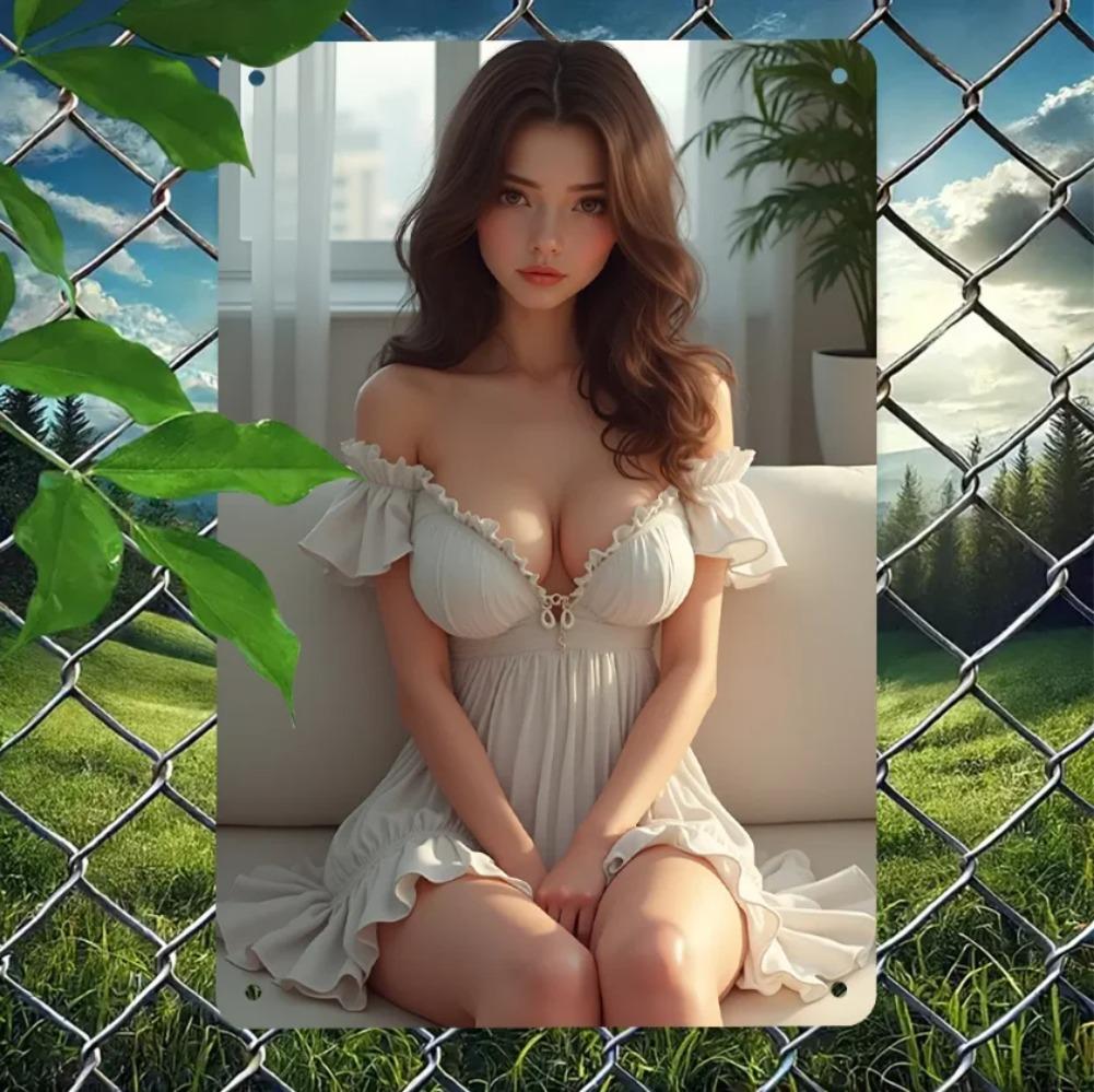 

Винтажная Ретро Жестяная Арт Табличка Белое Платье Настенный Декор Домашняя Картина для Красоты 20x30cm армия зеленый